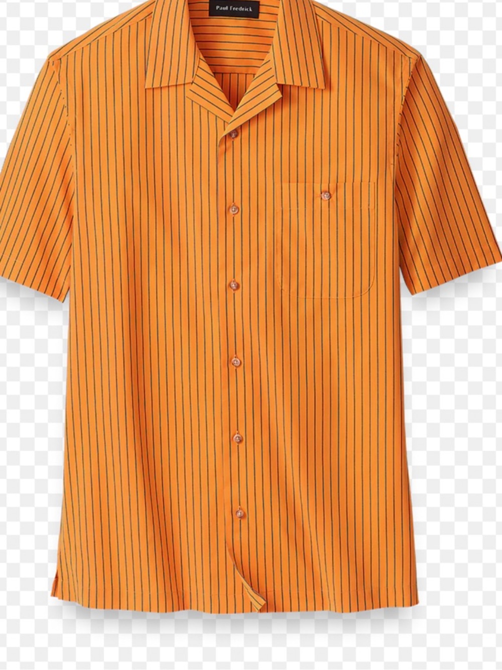 Paul Fredrick Orange Short-Sleeve Stripe Button-Down